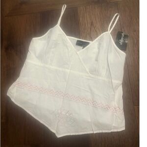 Y2K Xhilaration White Cotton Embroidered Handkerchief Hem Camisole Top XL NWT